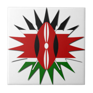 Vibrant Kenyan Flagga: An 18-Star Art Kakelplatta