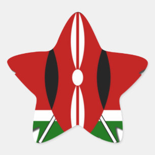 Vibrant Kenyan Flagga: An 18-Star Art Stjärnformat Klistermärke