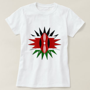 Vibrant Kenyan Flagga: An 18-Star Art T-shirt