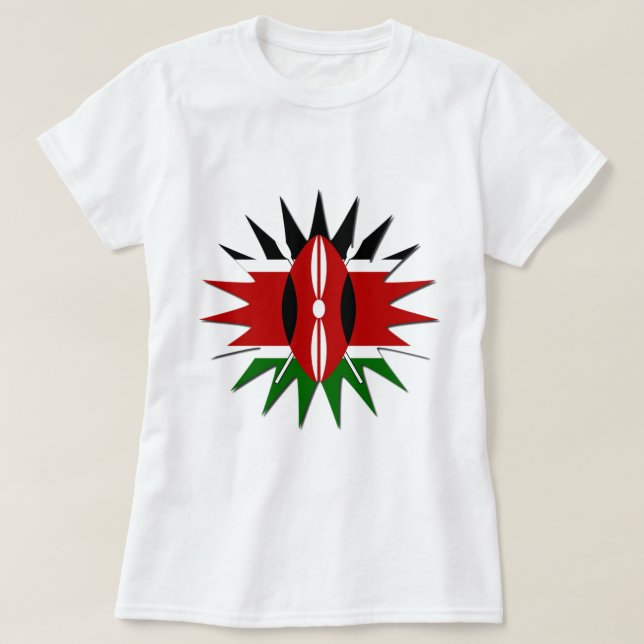 Vibrant Kenyan Flagga: An 18-Star Art T-shirt (Design framsida)