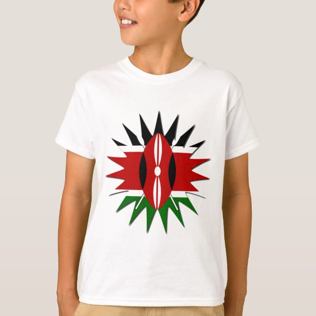 Vibrant Kenyan Flagga: An 18-Star Art Tee (Framsida)