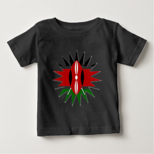 Vibrant Kenyan Flagga: An 18-Star Art Tee Shirt