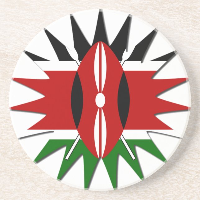 Vibrant Kenyan Flagga: An 18-Star Art Underlägg (Framsidan)