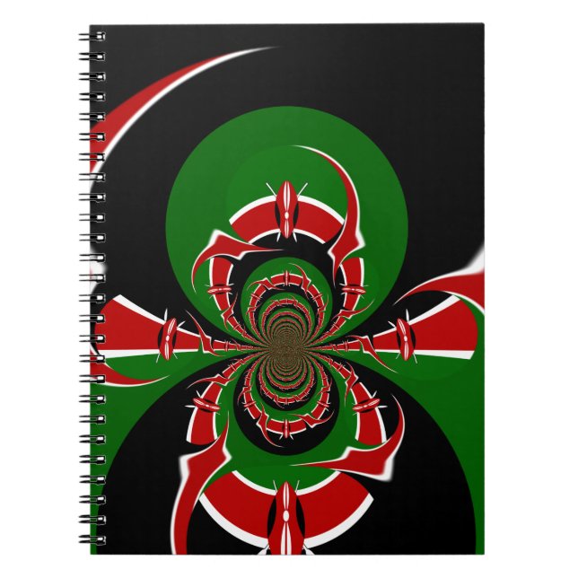 Vibrant Kenyan Flagga: En kraftfull konst Anteckningsbok (Framsidan)