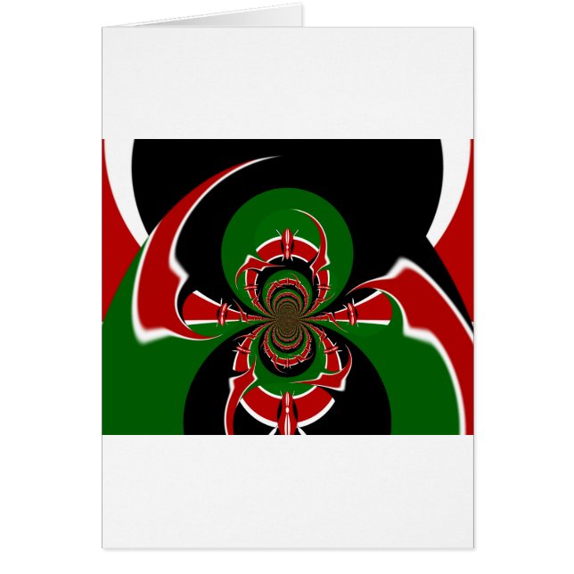 Vibrant Kenyan Flagga: En kraftfull konst Hälsningskort (Framsidan)