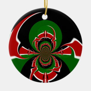 Vibrant Kenyan Flagga: En kraftfull konst Julgransprydnad Keramik