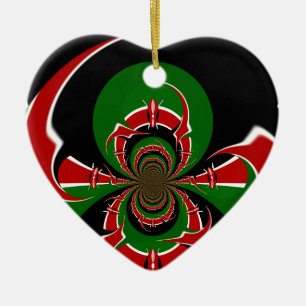 Vibrant Kenyan Flagga: En kraftfull konst Julgransprydnad Keramik