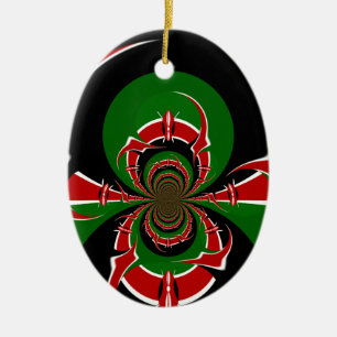 Vibrant Kenyan Flagga: En kraftfull konst Julgransprydnad Keramik