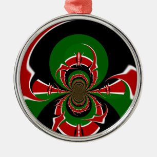 Vibrant Kenyan Flagga: En kraftfull konst Julgransprydnad Metall