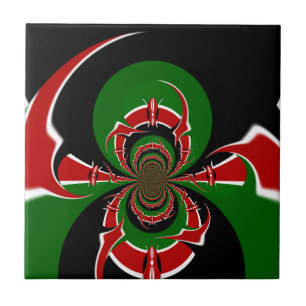 Vibrant Kenyan Flagga: En kraftfull konst Kakelplatta