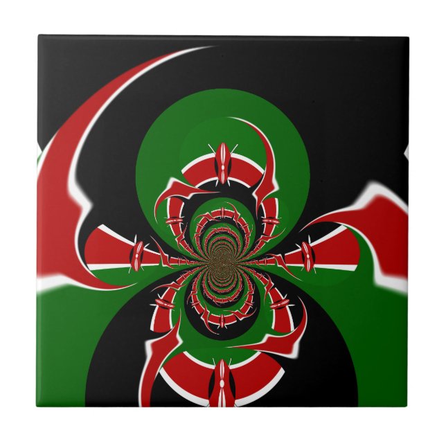 Vibrant Kenyan Flagga: En kraftfull konst Kakelplatta (Framsidan)