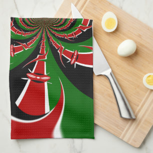 Vibrant Kenyan Flagga: En kraftfull konst Kökshandduk