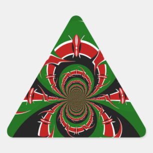 Vibrant Kenyan Flagga: En kraftfull konst Triangelformat Klistermärke