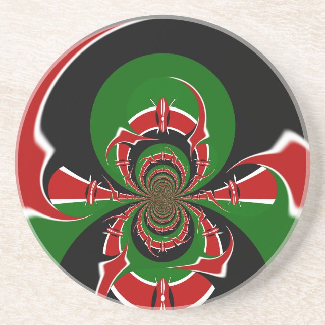 Vibrant Kenyan Flagga: En kraftfull konst Underlägg (Framsidan)