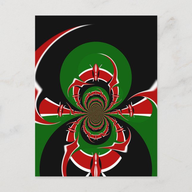 Vibrant Kenyan Flagga: En kraftfull konst Vykort (Framsida)