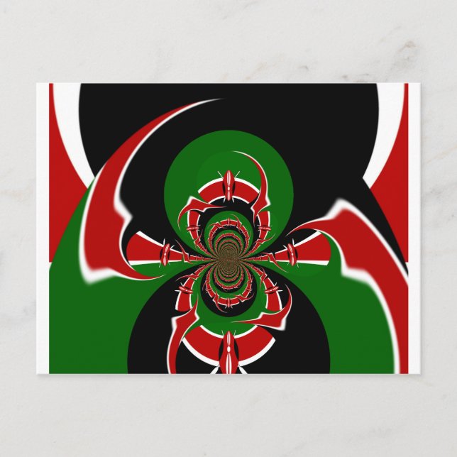 Vibrant Kenyan Flagga: En kraftfull konst Vykort (Framsida)