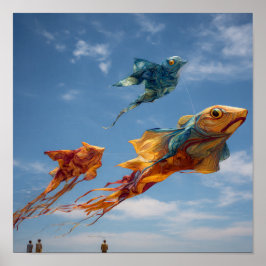 Vibrant Kite Festival Himmel - Svärmen i Färg Poster