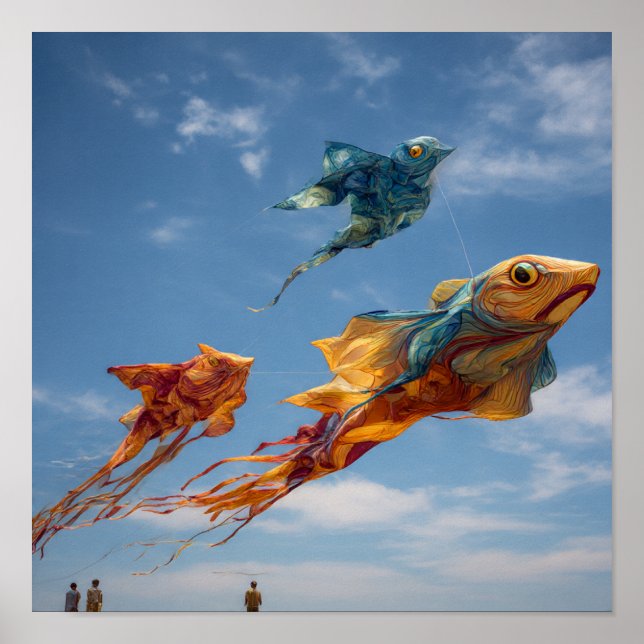 Vibrant Kite Festival Himmel - Svärmen i Färg Poster (Framsidan)