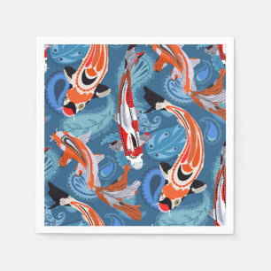 Vibrant Koi-fisk bland Paisley Mönster Pappersservett