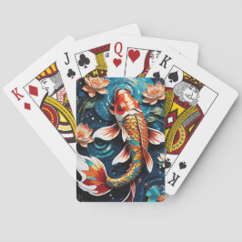 Vibrant Koi och Vacker Flowers Aquatic Scene Casinokort