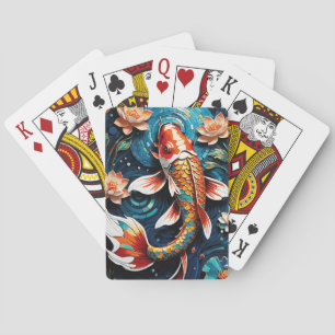 Vibrant Koi och Vacker Flowers Aquatic Scene Casinokort