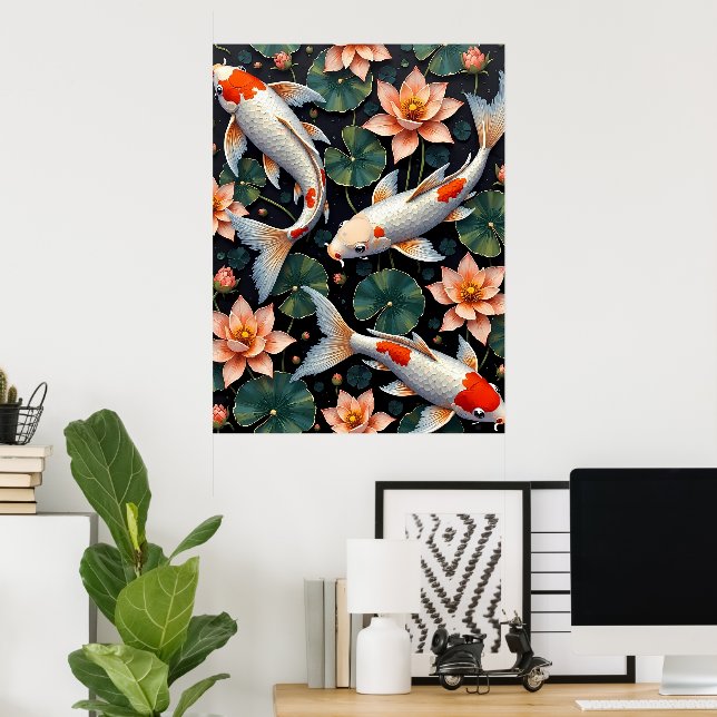 Vibrant Koi Pond Poster (Hemmakontoret)