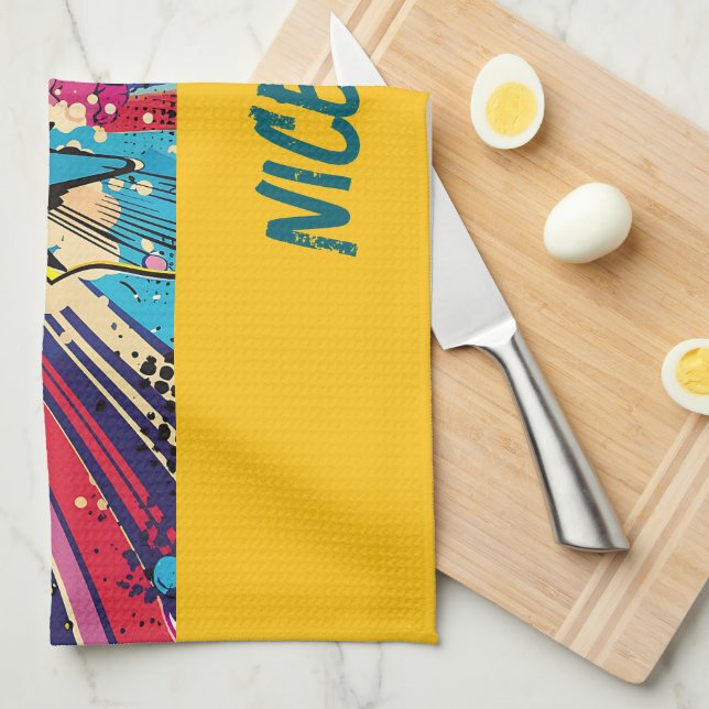 Vibrant kökshandduk med lekfull design (Vikt i Fjärdedel)