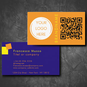 Vibrant kontrast - modern färg, logotyp och QR-kod Visitkort