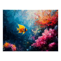 Vibrant korallrev med angelfisk perfect poster