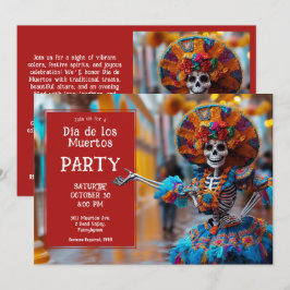 💀 Vibrant La Calavera i blått Inbjudningar