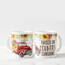 Vibrant Land Scene med Lastbil, solblommor, citat Jumbo Mugg