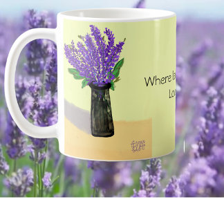 Vibrant Lavender Flowers, naturinspirerad Kaffemugg