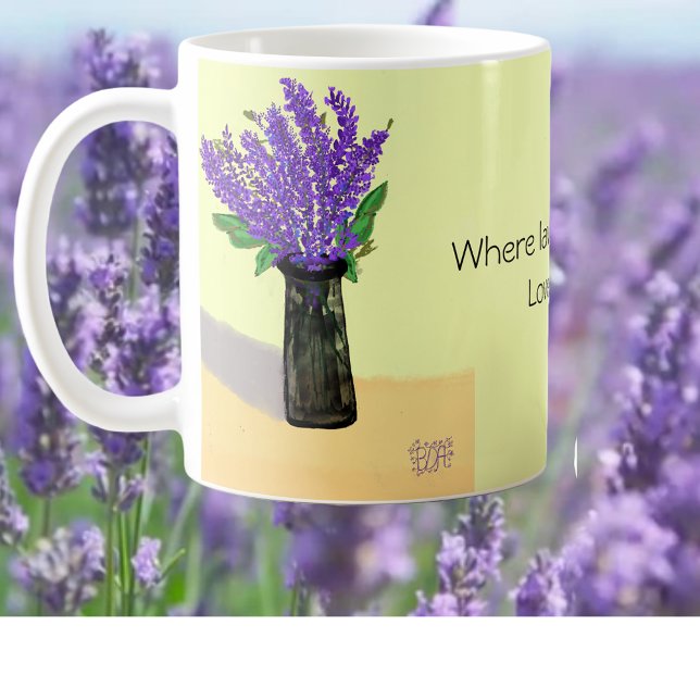 Vibrant Lavender Flowers, naturinspirerad Kaffemugg (Skapare uppladdad)
