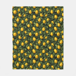 Vibrant Lemon Citrus Tree Pattern Fleecefilt