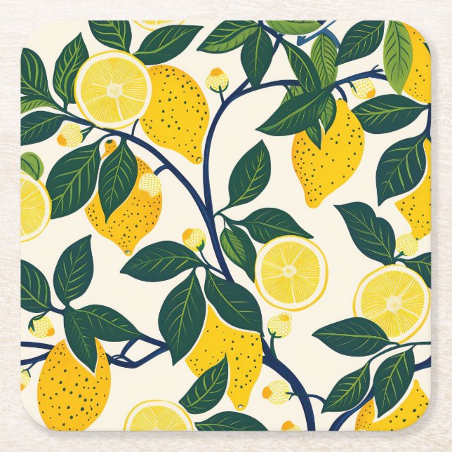 Vibrant Lemon Grove Underlägg Papper Kvadrat (Framsidan)
