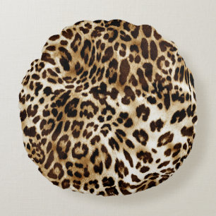 Vibrant leopard: Färgfull textildesign. Rund Kudde