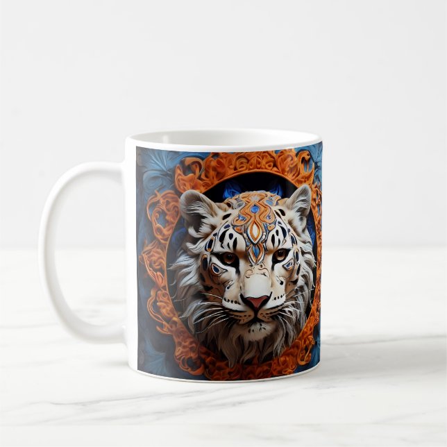 Vibrant Leopard med Blommigt Motifs Kaffemugg (Vänster)