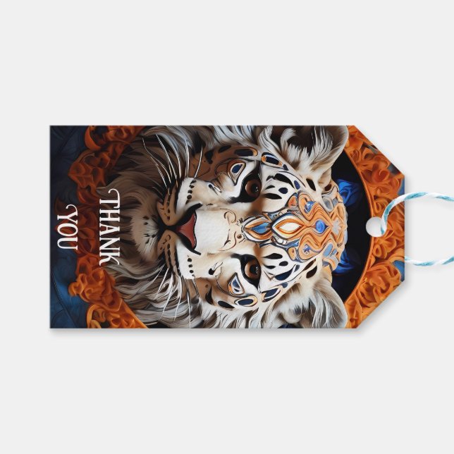 Vibrant Leopard med Blommigt Motifs Presentetikett (Framsidan (Horisontell))
