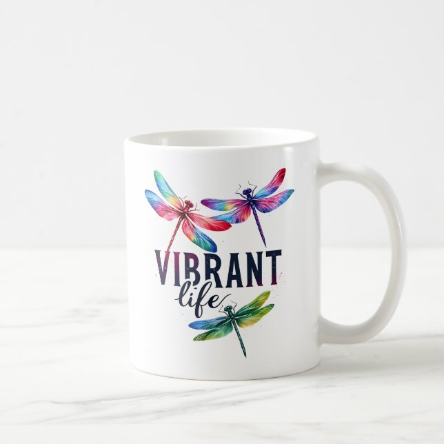 Vibrant Life - Artistisk Dragonfly Kaffemugg (Höger)