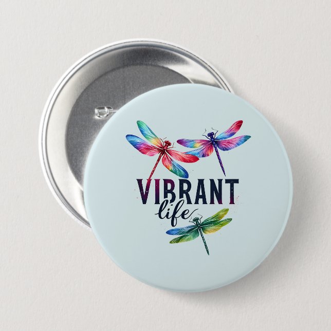 Vibrant Life - Artistisk Dragonfly Knapp (Framsida & baksida)