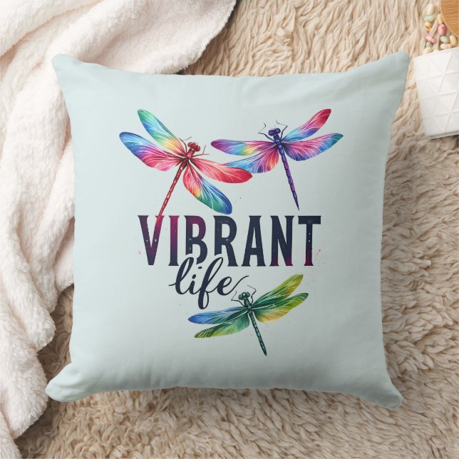 Vibrant Life - Artistisk Dragonfly Kudde (Filt)