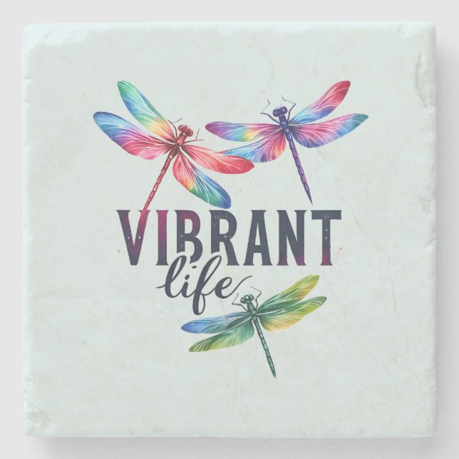 Vibrant Life - Artistisk Dragonfly Stenunderlägg (Framsidan)