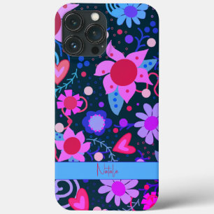 Vibrant Lila Black Modern Blommigt Anpassad