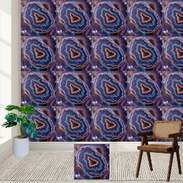 Vibrant Lila Blue och white Amethyst Geode Slice Kakelplatta