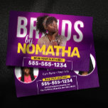 Vibrant Lila Braids & Wigs Hair Braiding Salon Flygblad<br><div class="desc">Befordra dina kunskaper om snyggt och anpassade med den här flygbladen! Visa dina tjänster, från lådebromsar och knockfria bromsar till skapar och stilning, på framsidan. Baksidan har en fetstilt perfekt för att markera ditt varumärke. Redigera enkelt text, foton och typsnitt så att de matchar ditt unika stil. ****OBS! Du kan...</div>