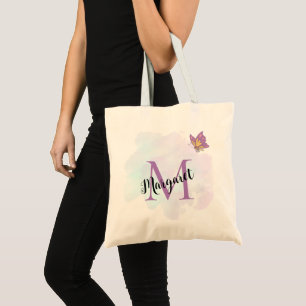 Vibrant Lila Butterfly Personlig Monogram Tygkasse