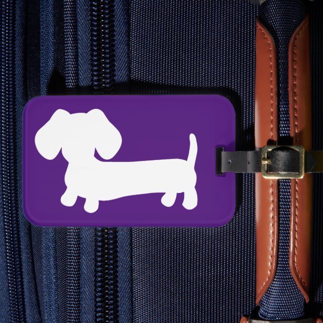 Vibrant Lila Dachshund Luggage Travel Märkre Bagagebricka (Framsida Insitu 4)