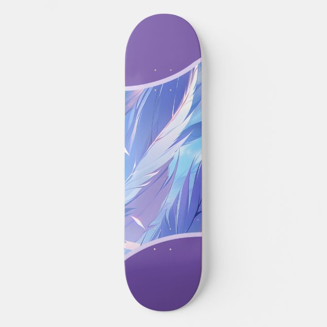 Vibrant Lila Feathers design Mini Skateboard Bräda 18,5 Cm (Framsida)