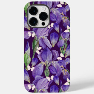 Vibrant Lila Iris Flowers och Butterflies