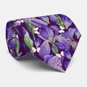 Vibrant Lila Iris Flowers och Butterflies Slips